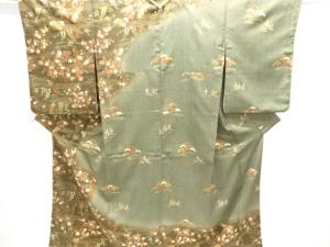 霞に草花模様訪問着